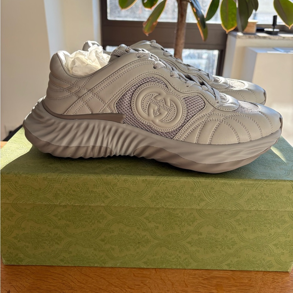 Gucci Men's Ripple Mesh & Leather Low-Top Sneakers
